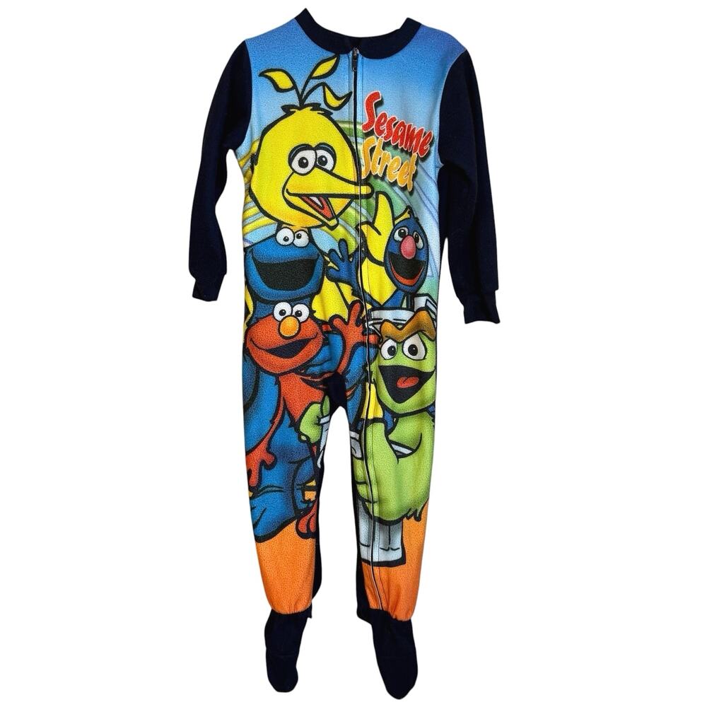 Sesame Street Fleece Footed Pajamas Zip Up One Piece 2009 3T